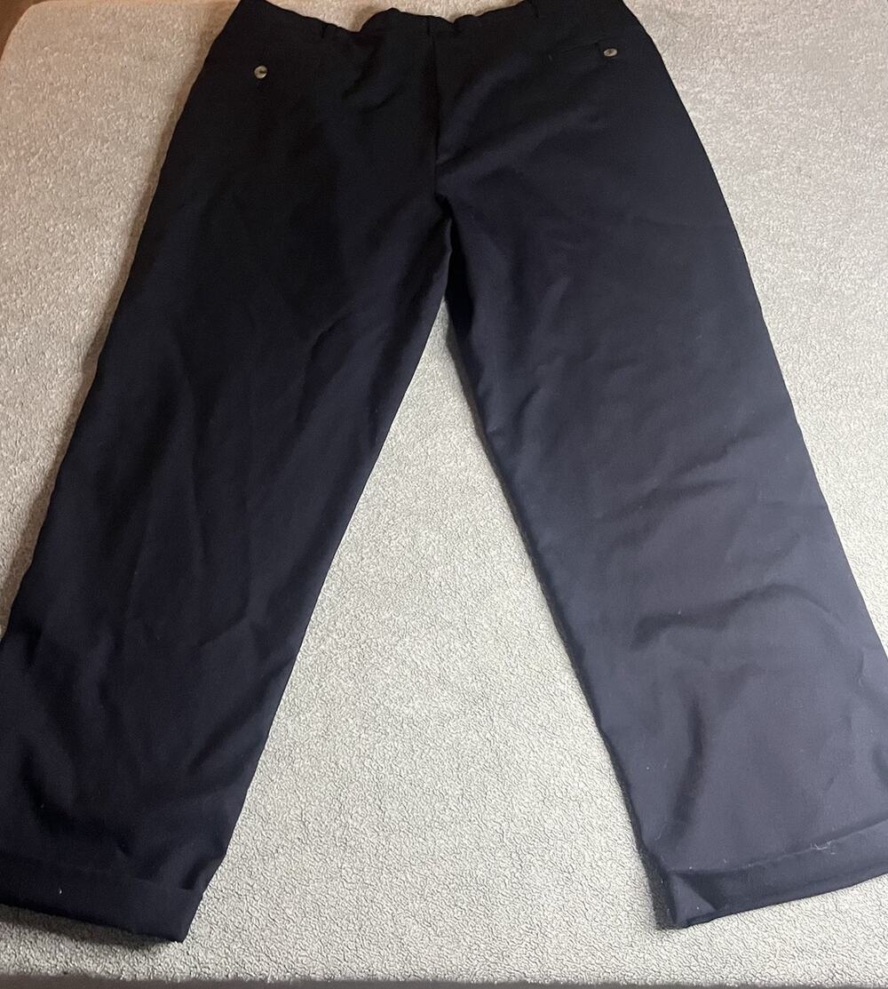 Vtg Tommy.Hilfiger Black Wool Pleated Cuffed Men's Dress Pants Trousers 40x30